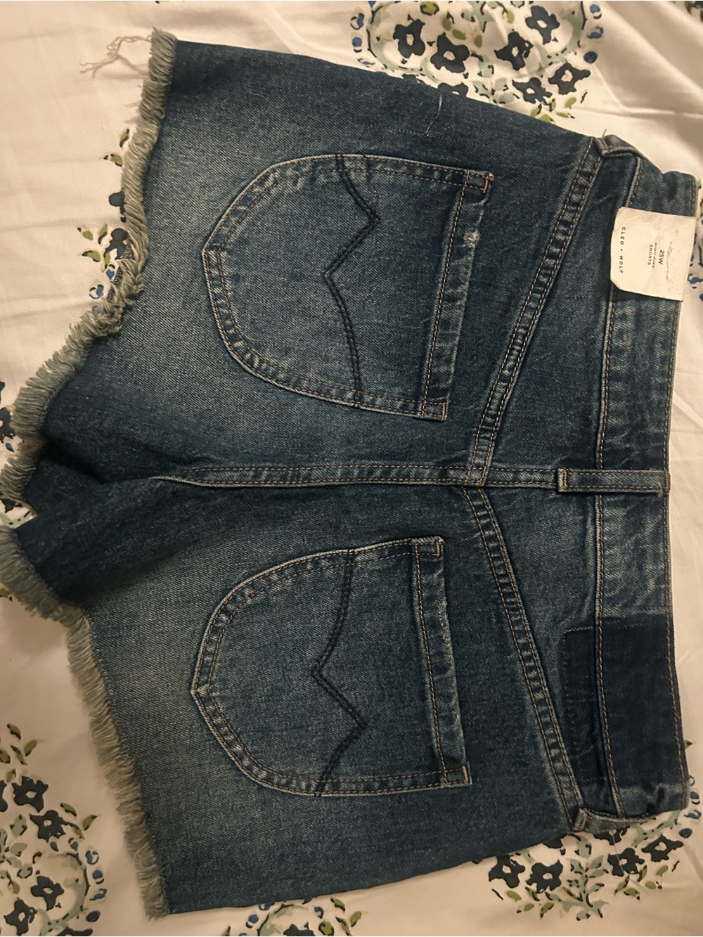 Cleo + Wolf Classic High-Rise Denim Shorts - Blue
